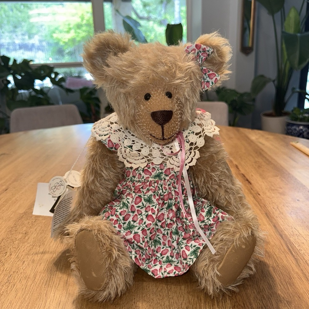 Artist Made 17" Jointed Teddy Bear w/ Schulte Mohair & Glass Eyes Angie Rogers